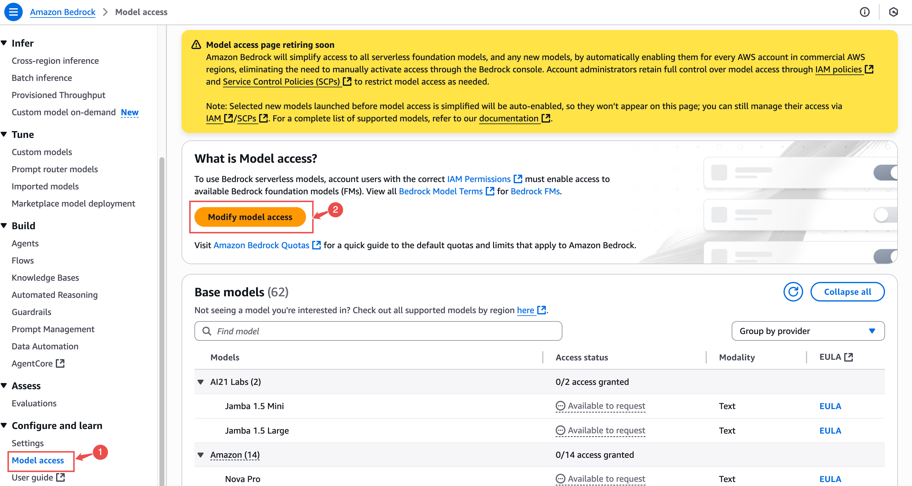 Modify model access