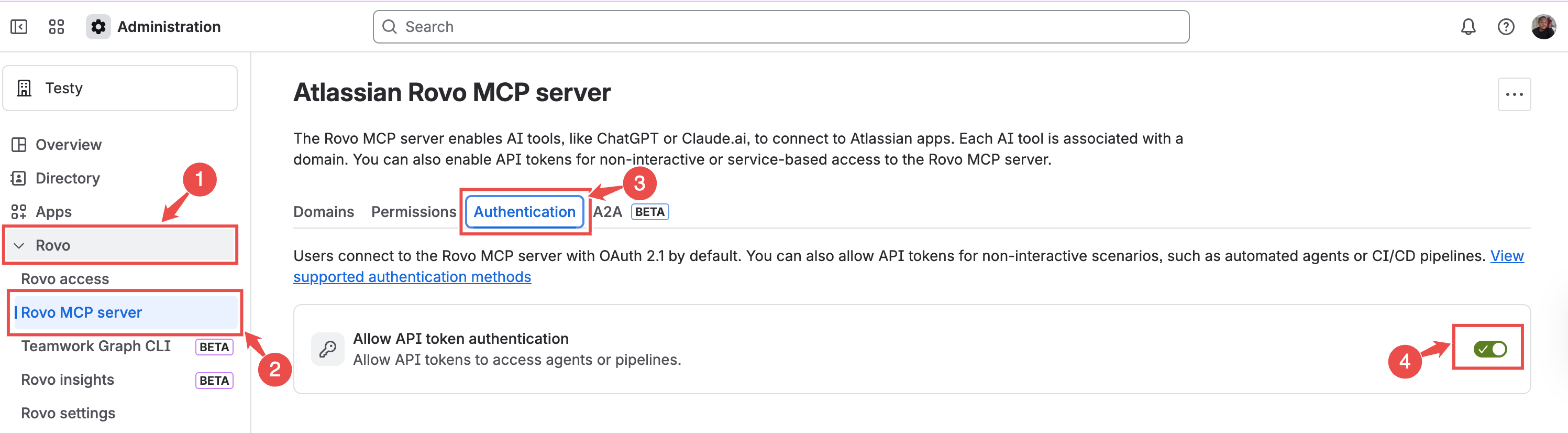 Atlassian MCP Rovo configuration