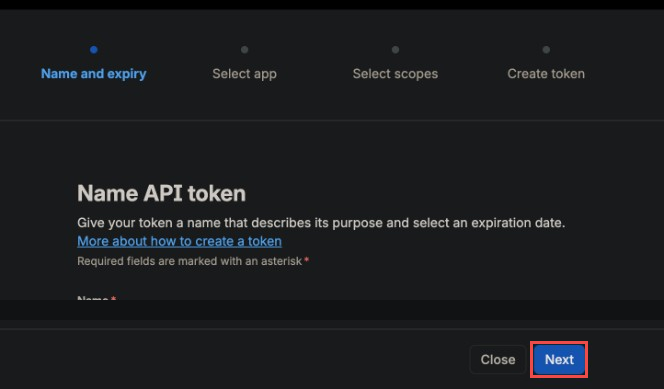 Name API token step