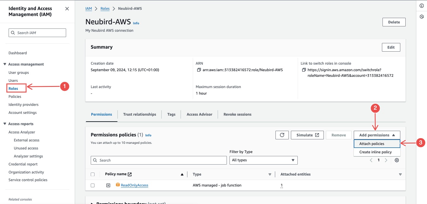 Find CloudTrail role