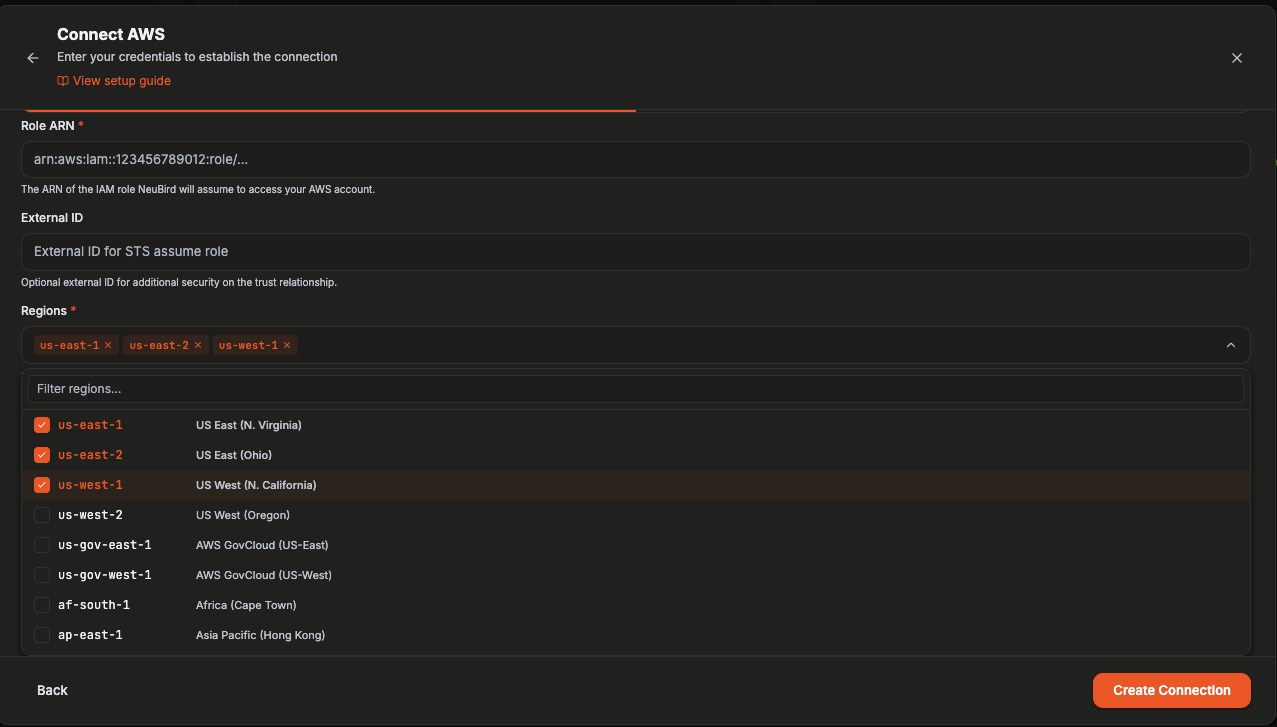 Selecting multiple regions