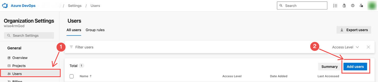 Add service principal to users