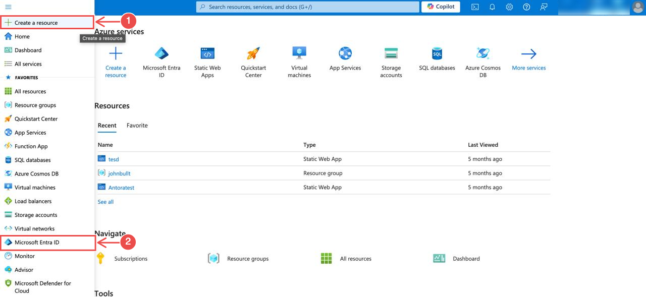 Access Microsoft Entra ID in the Azure portal sidebar