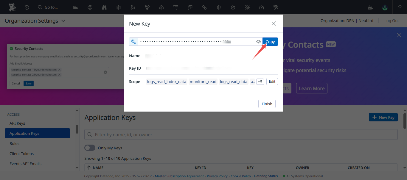 Copy Application Key