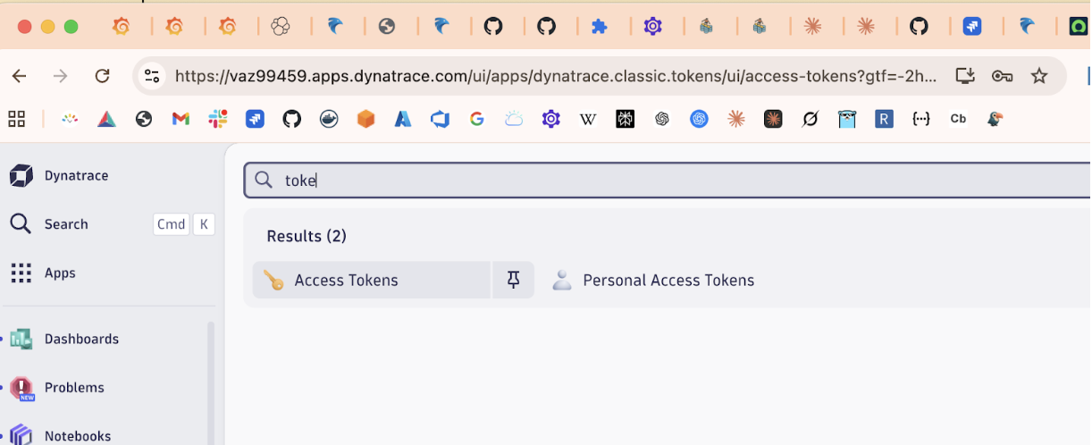Navigate to Access Tokens in Dynatrace