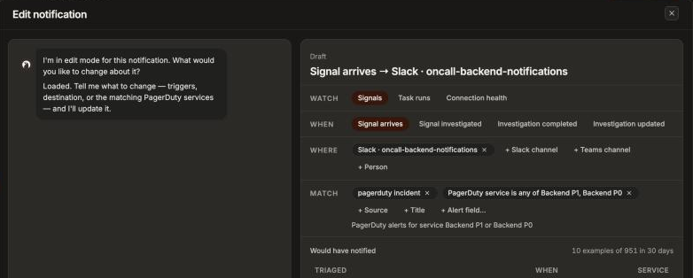 Notification builder with the Draft card