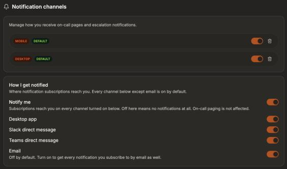 How I get notified settings