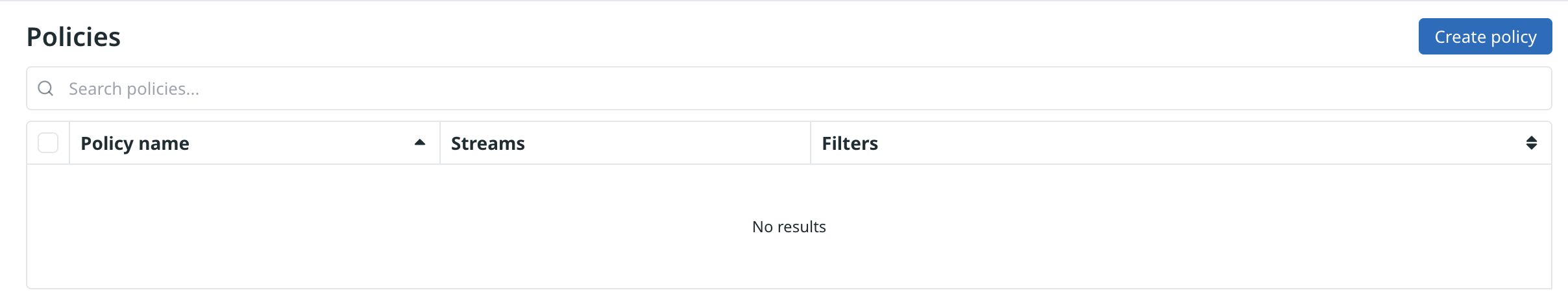 Kloudfuse Policies page