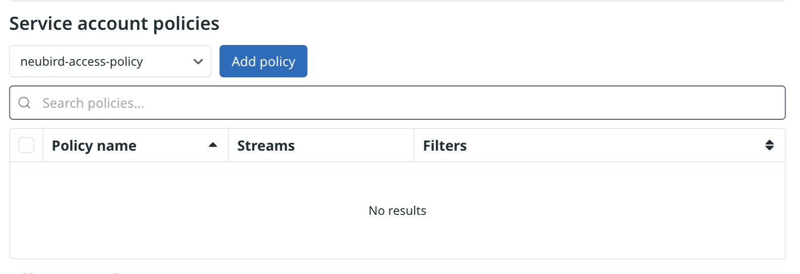 Adding a policy to the service account
