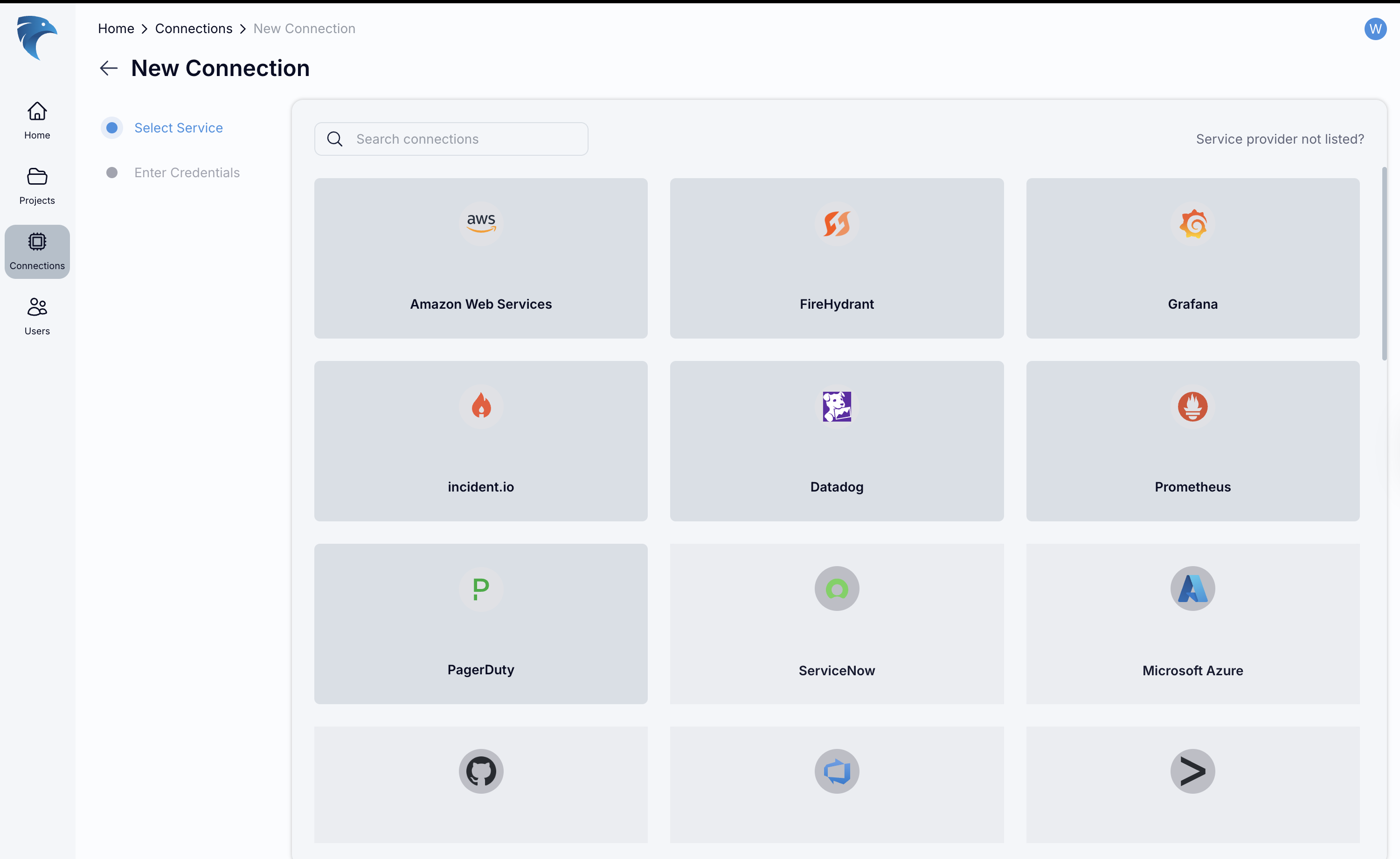 Choose the type of connection