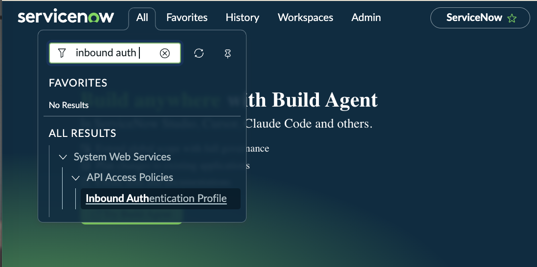 ServiceNow navigate to Inbound Authentication Profile