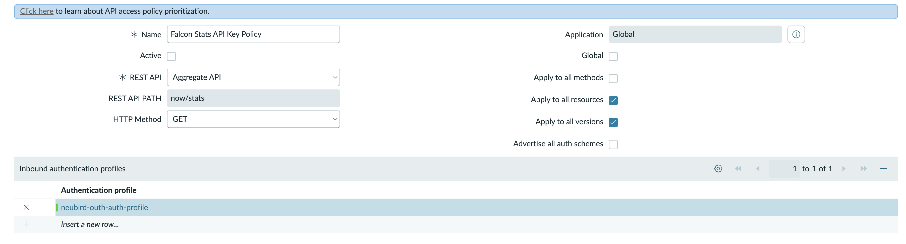 ServiceNow REST API Access Policy for the Aggregate API