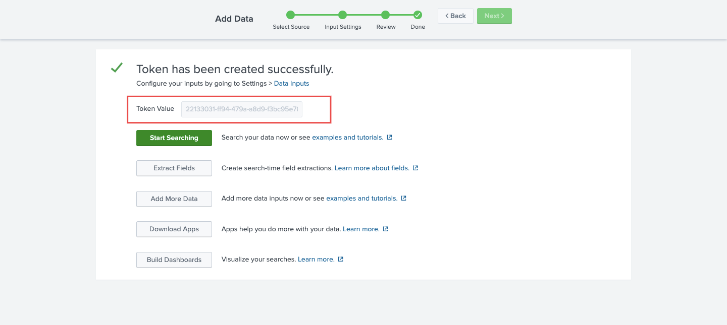 Generated API key to copy